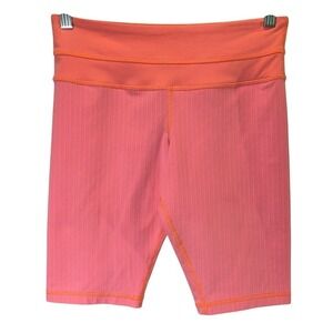 Lululemon Reverse Groove Bike Short Women's 4 Tall Coral Stripe Athletic Stretch